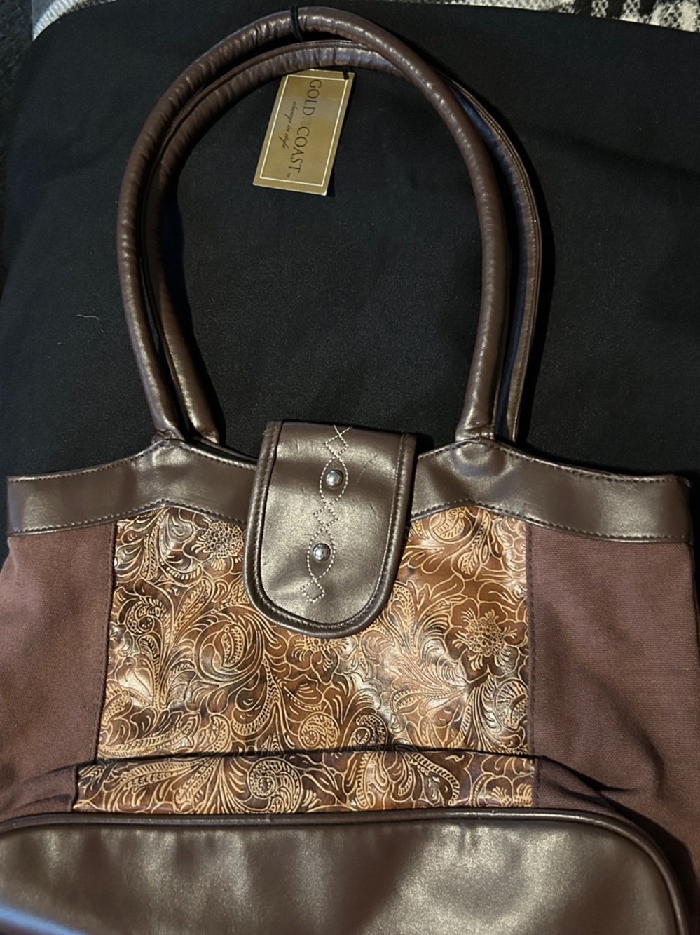 Brown Patterned Tote Bag